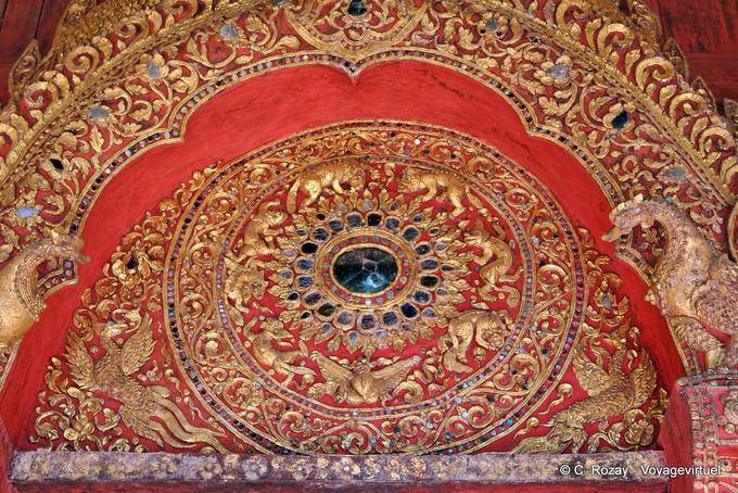 Detail of the entrance to the ubosot, Wat Phra Singh, Chiang Mai - Thailand