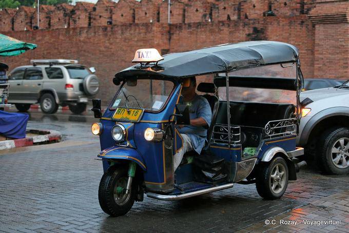 Motorized tuk tuk on a street in Chiang Mai - Thailand