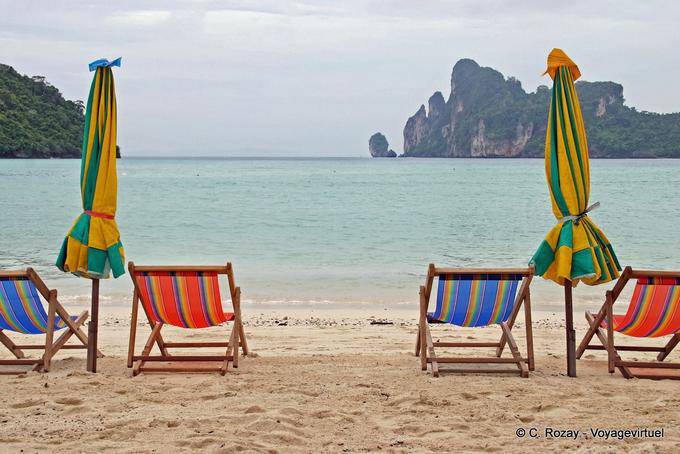 Deckchairs on the beach, Koh Phi Phi - Thailand