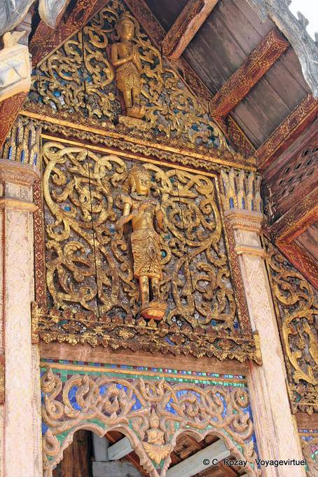 The front of the facade of Sao Viharn Phra Sila, Wat Phra That Lampang Luang - Thailand