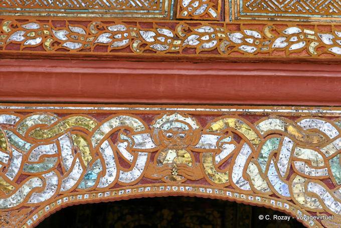 Close-up on entrance Viharn Phra Put, Wat Phra That Lampang Luang - Thailand