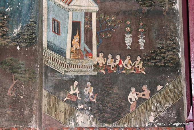 Ancient Mural, Wat Ratburana, Phitsanulok - Thailand