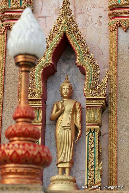 Standing Buddha niche in Wat Chalong, Phuket - Thailand