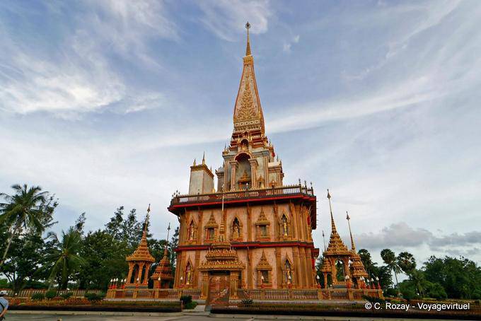 Great pagoda at Wat Chalong contains a relic of the Buddha, Phuket - Thailand