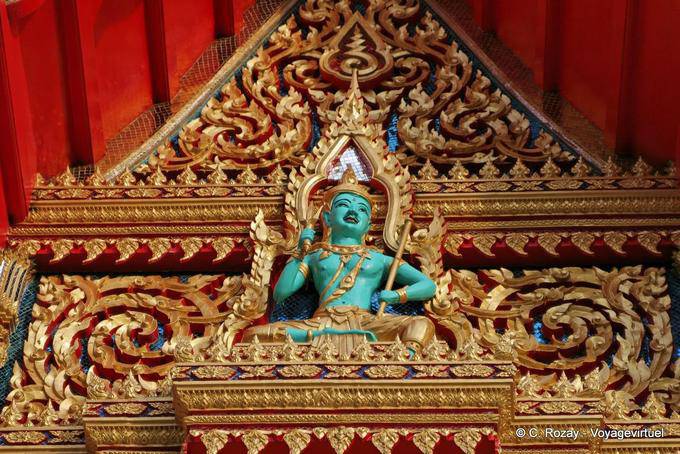 Detail of the decoration on the front of Wat Chalong, Phuket - Thailand