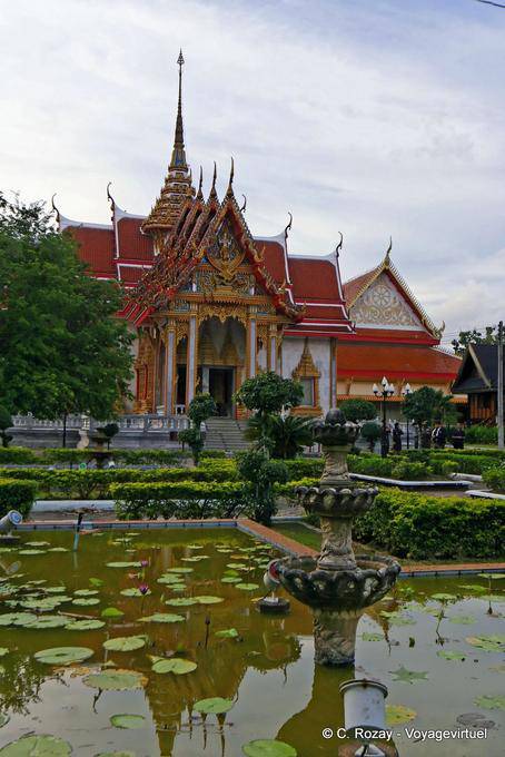 Wat Chalong seen in ponds, Phuket - Thailand