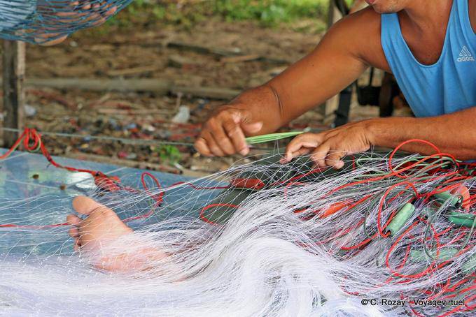 Fishing net mending Chalong, Phuket - Thailand