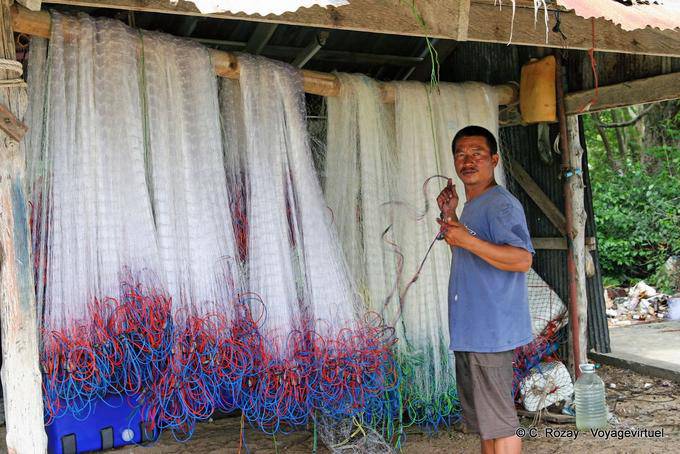 Hanging fishing nets, Phuket Chalong - Thailand