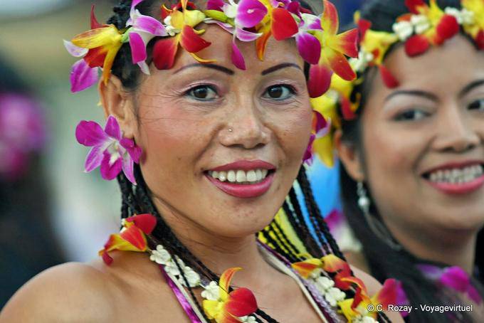 The face bloomed with orchids, Festival Patong, Phuket - Thailand