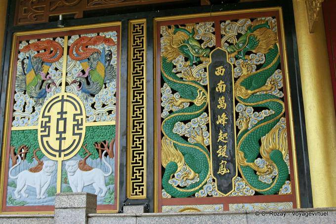 Ornamentation of colorful Chinese temple, Phuket Town Gypsy - Thailand