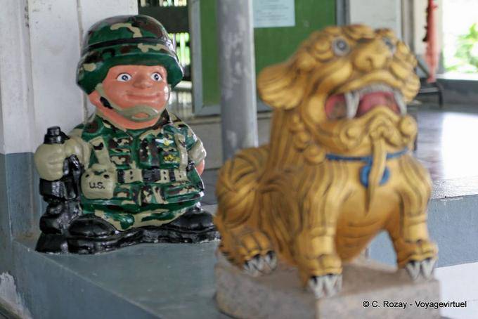 US military and dragon statue, Phuket Town Gypsy - Thailand