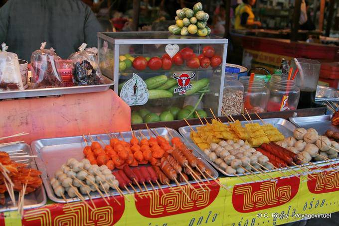 Stall various kebabs, Sukhothai - Thailand