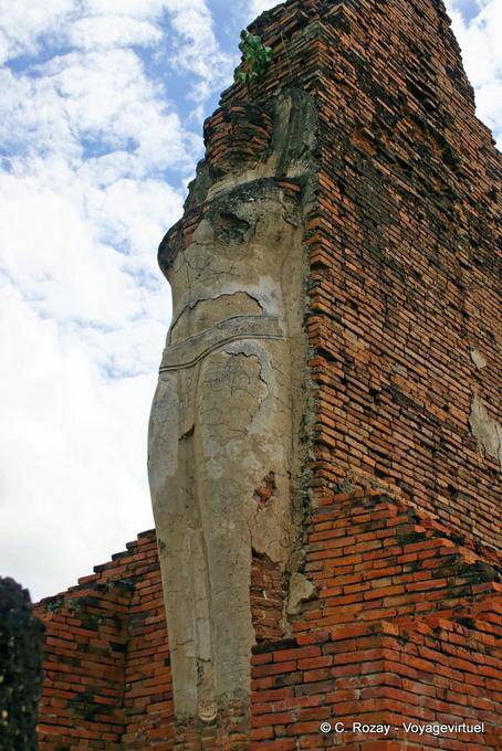 Buddha remains on brick wall, Sukhothai, Wat Phra Pai Luang - Thailand