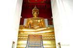 The main Buddha in classical posture submit Mara, Wat Choeng Phanan, Ayutthaya, Thailand.