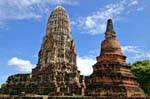 Khmer Prang and Sukhothai-style chedi, Wat Raj Burana, Ayutthaya, Thailand.