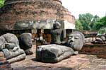Sculptures in pieces, Wat Raj Burana, Ayutthaya, Thailand.
