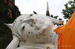 Smile of the reclining Buddha, Wat Yai Chai Mongkol, Ayutthaya, Thailand.