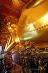 Buddha lying on his deathbed, accessing the parinirvana, Wat Pho, Bangkok, Thailand.