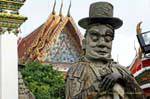 European Statue Guard, Wat Pho, Bangkok, Thailand.