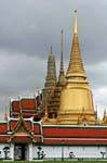 Three architectures pointed skyward, Wat Phra Kaew, Bangkok, Thailand.