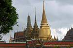 Stupas and aligned prang, Wat Phra Kaew, Bangkok, Thailand.
