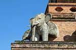 Outgoing elephant statues chedi, Wat Chedi Luang, Chiang Mai, Thailand.