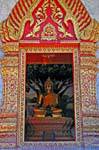 Buddha saw through the window, Wat Chedi Luang, Chiang Mai, Thailand.