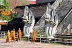 Monks and nagas, Wat Chedi Luang, Chiang Mai, Thailand.