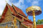 Rich decoration and gold umbrella, Wat Doi Suthep, Chiang Mai, Thailand.