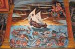 Shipwreck scene, Wat Phra Singh, Chiang Mai, Thailand.