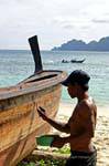 Boat maintenance, Koh Phi Phi, Thailand.