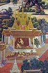 Stage royal life, mural, Wat Phra Si Rattana Mahathat, Phitsanulok, Thailand.