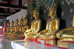 Buddhas aligned bhumisparsha-Mudra, Wat Phra Si Rattana Mahathat, Phitsanulok, Thailand.