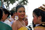 Girl with flowers and necklace, Festival Patong, Phuket, Thailand.