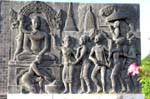 Bas-relief, party music, King Ramkhamhaeng Monument, Sukhothai, Thailand.