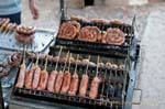 Cook sausage market Sukhothai, Thailand.