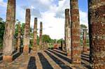 Shadows of the columns of the temple, Sukhothai, Wat Sa Si, Thailand.