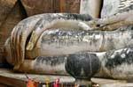 Hands-mudra position bhumisparsha Sukhothai, Wat Sri Chum, Thailand.