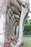 Horns of carved elephants, Wat Chang Lom, Sukhothai, Thailand.