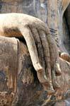 Gold leaf nails, Sukhothai, Wat Mahathat, Thailand.