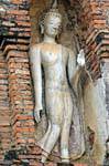 Close-up of Buddha Abhaya Mudra, Sukhothai, Wat Mahathat, Thailand.