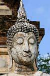 Buddha statue head, Sukhothai, Wat Mahathat, Thailand.