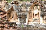 Buddhas in niches, Sukhothai, Wat Mahathat, Thailand.