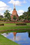 Bell-shaped chedi, Sukhothai, Wat Mahathat, Thailand.