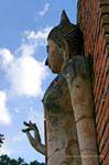 Buddhist statue in profile, Sukhothai, Wat Trapang Ngoen, Thailand.