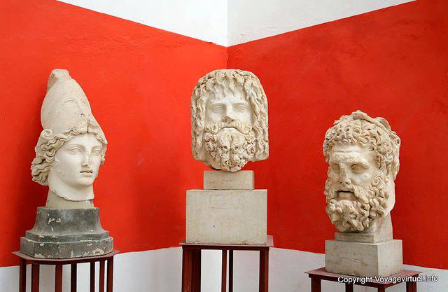 Busts of Athena, Jupiter and Hercules, the Bardo National Museum - Tunisia