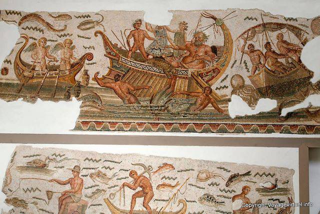 Odysseus travels, mural mosaics, the Bardo National Museum - Tunisia