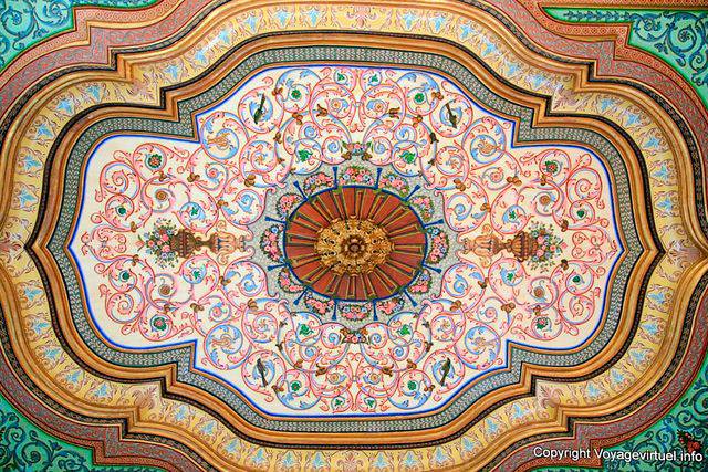 Painted wooden ceiling of the room Oudna, National Museum of Bardo - Tunisia
