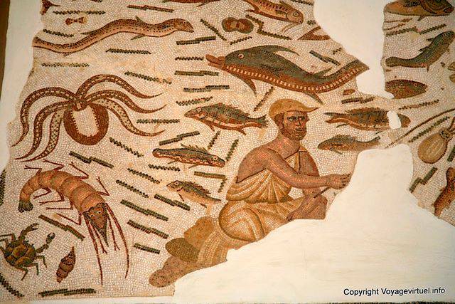 Bardo Museum, fisherman mosaic - Tunisia
