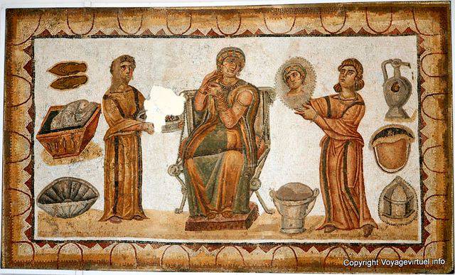 National Museum of Carthage mosaic of the toilet matron - Tunisia